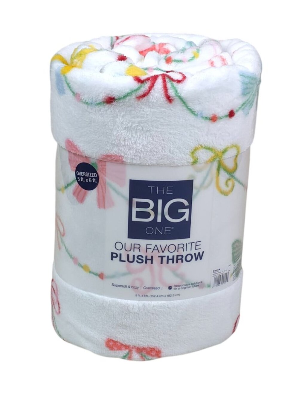 The Big One Oversized Holiday Bows Plush Throw Blanket 5x6 Ft Soft & Cozy